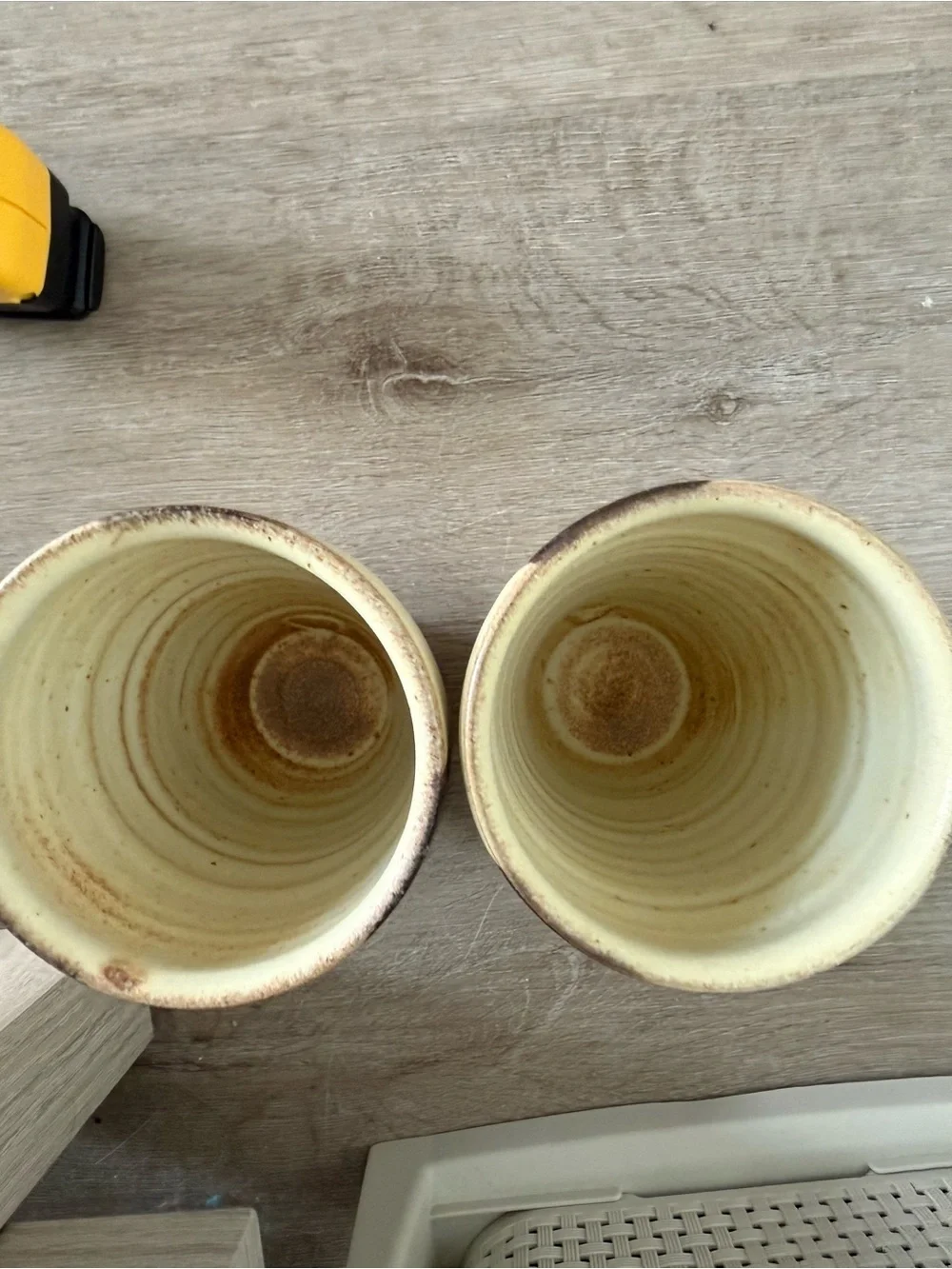 Vintage Signed Studio Pottery Tumblers Set of 2 Handmade Stoneware Cups 5